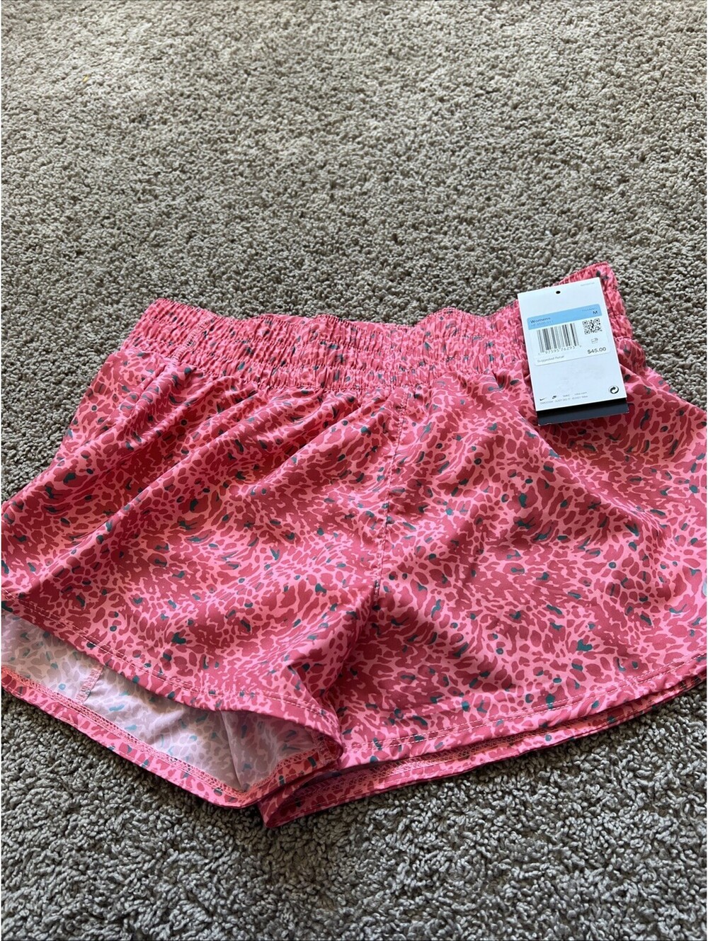 Nike One Dri-FIT Mid-Rise 3" Brief-Lined Shorts Womens Medium Coral HF4500-611